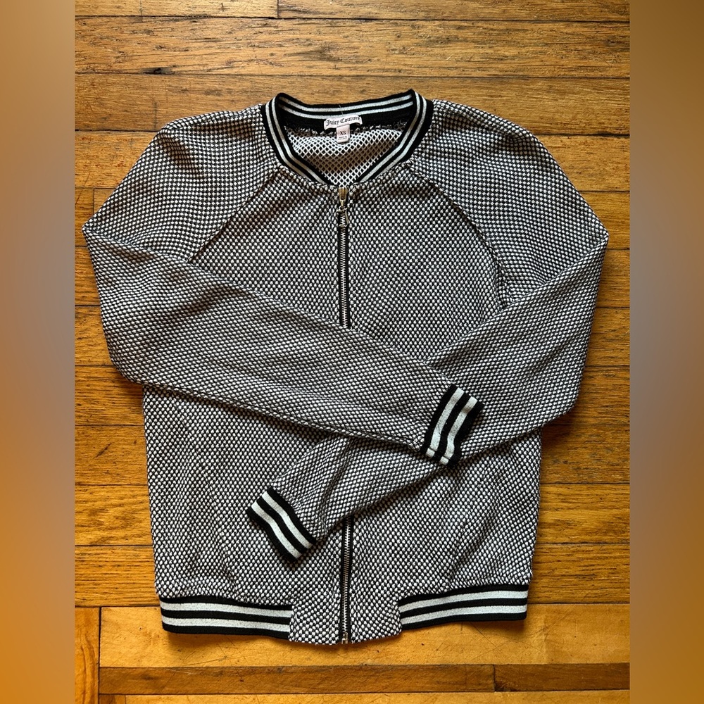 Juicy Couture Black and White knit womens Zip-Up Sweater